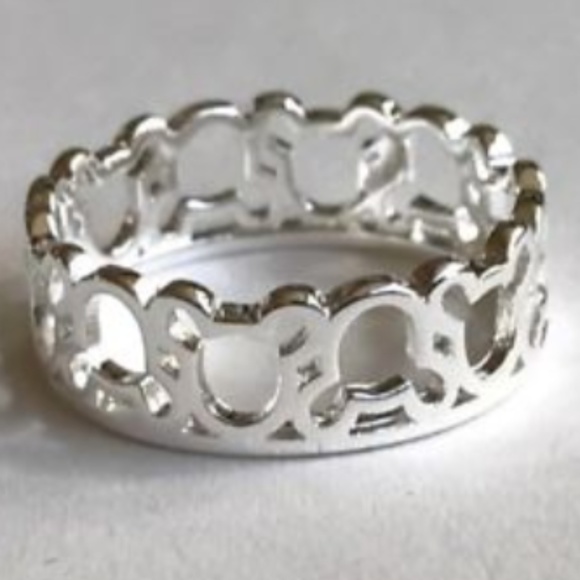 Silver Mickey Mouse Ring Size 7 9  Disney Eternity Ears Disneyana Plated Icon - Picture 4 of 9